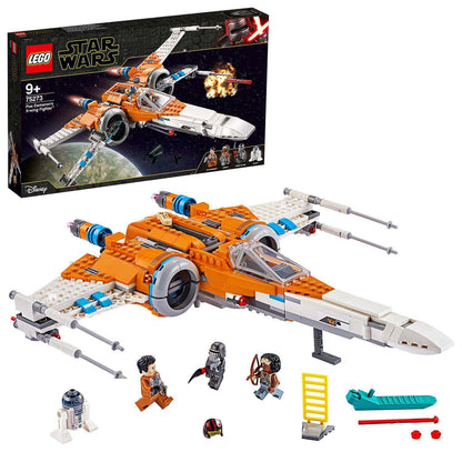 LEGO® Star Wars Poe Dameron's X-wing Fighter 75273 set with figures and accessories for creative play and display.