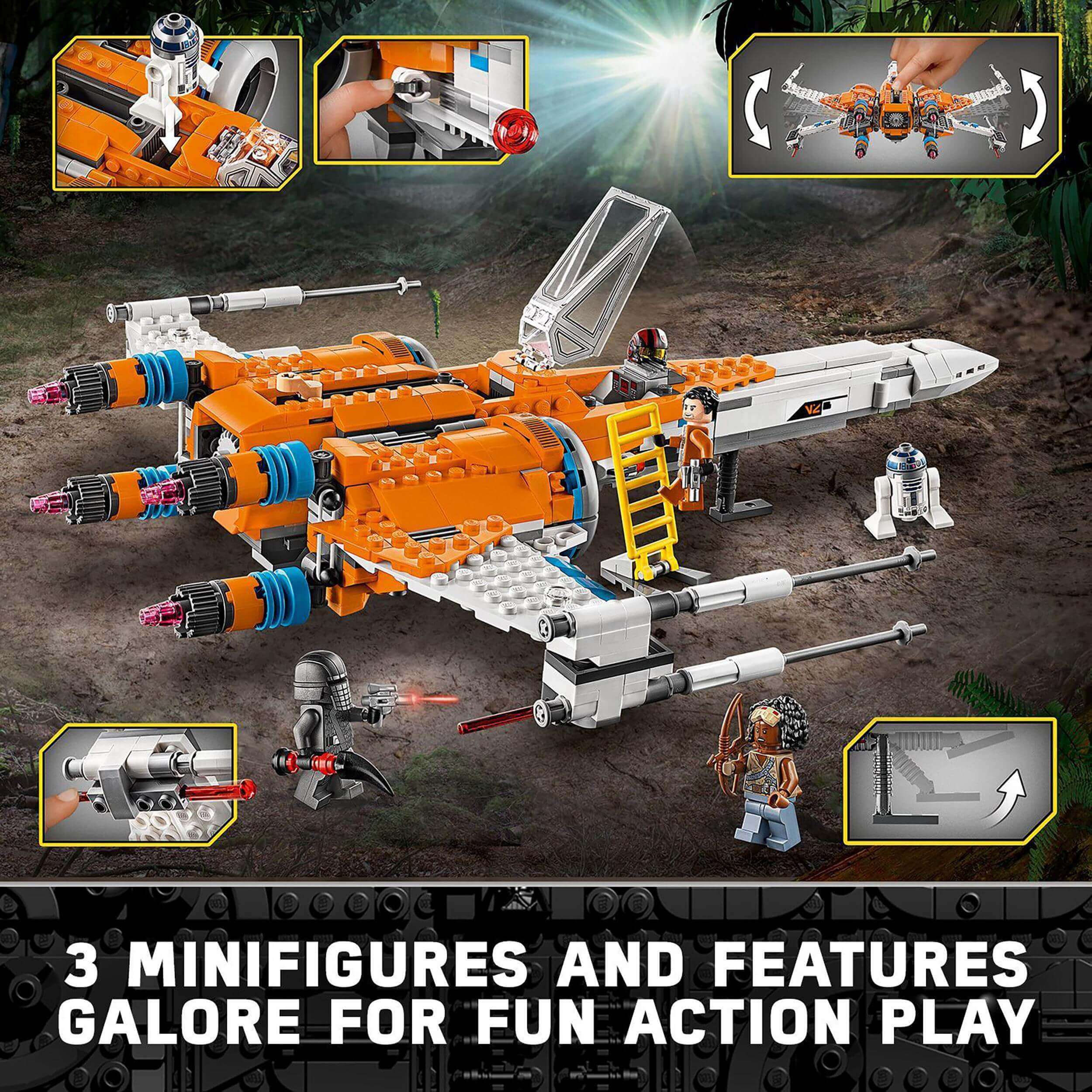 LEGO Star Wars Poe Dameron's X-wing fighter 75273 with 3 minifigures, ideal for action play and display.