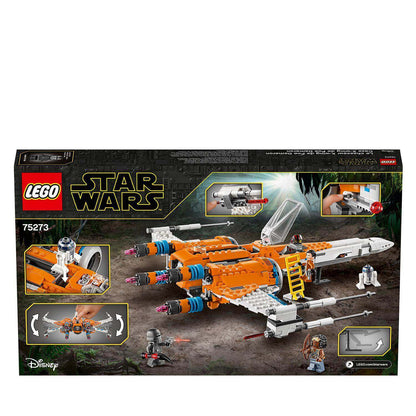LEGO® Star Wars Poe Dameron' X-wing Fighter 75273 box showcasing build features and minifigures for kids.