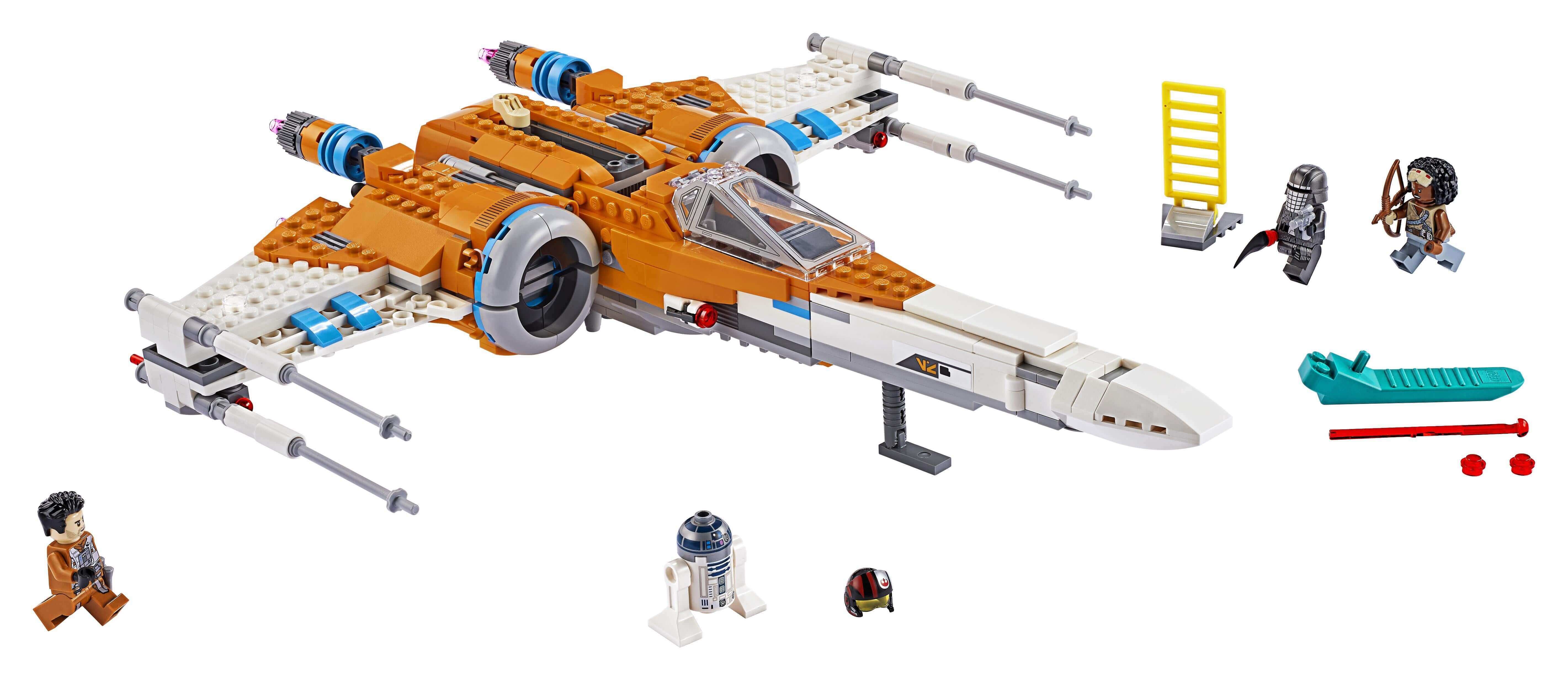 LEGO® Star Wars Poe Dameron's X-wing Fighter 75273 with minifigures, accessories, and missile shooter for play and display.