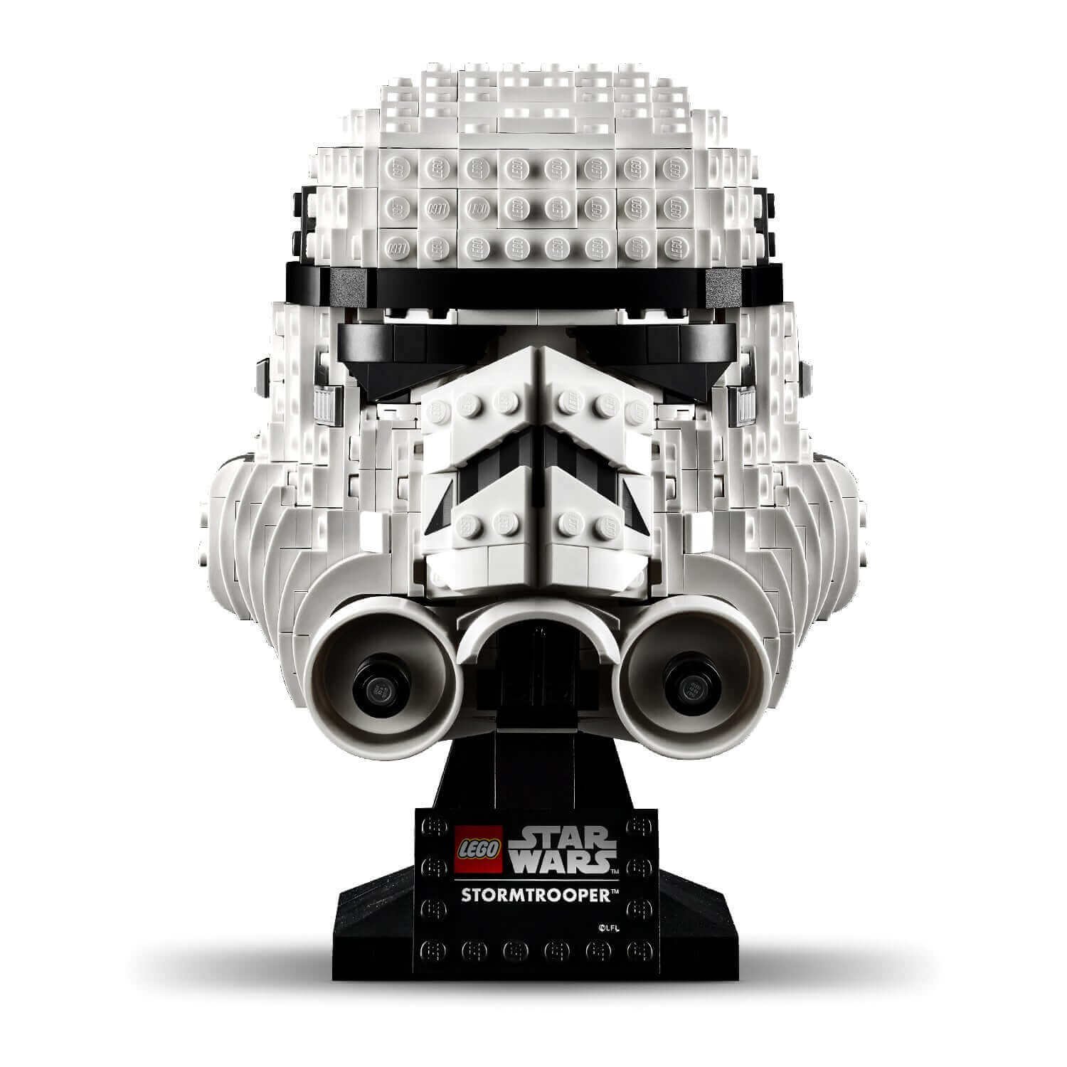 LEGO Star Wars Stormtrooper Helmet Model 75276, detailed brick-built display for collectors and fans.