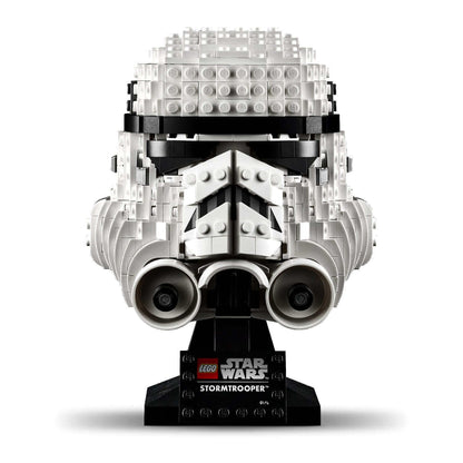 LEGO Star Wars Stormtrooper Helmet Model 75276, detailed brick-built display for collectors and fans.
