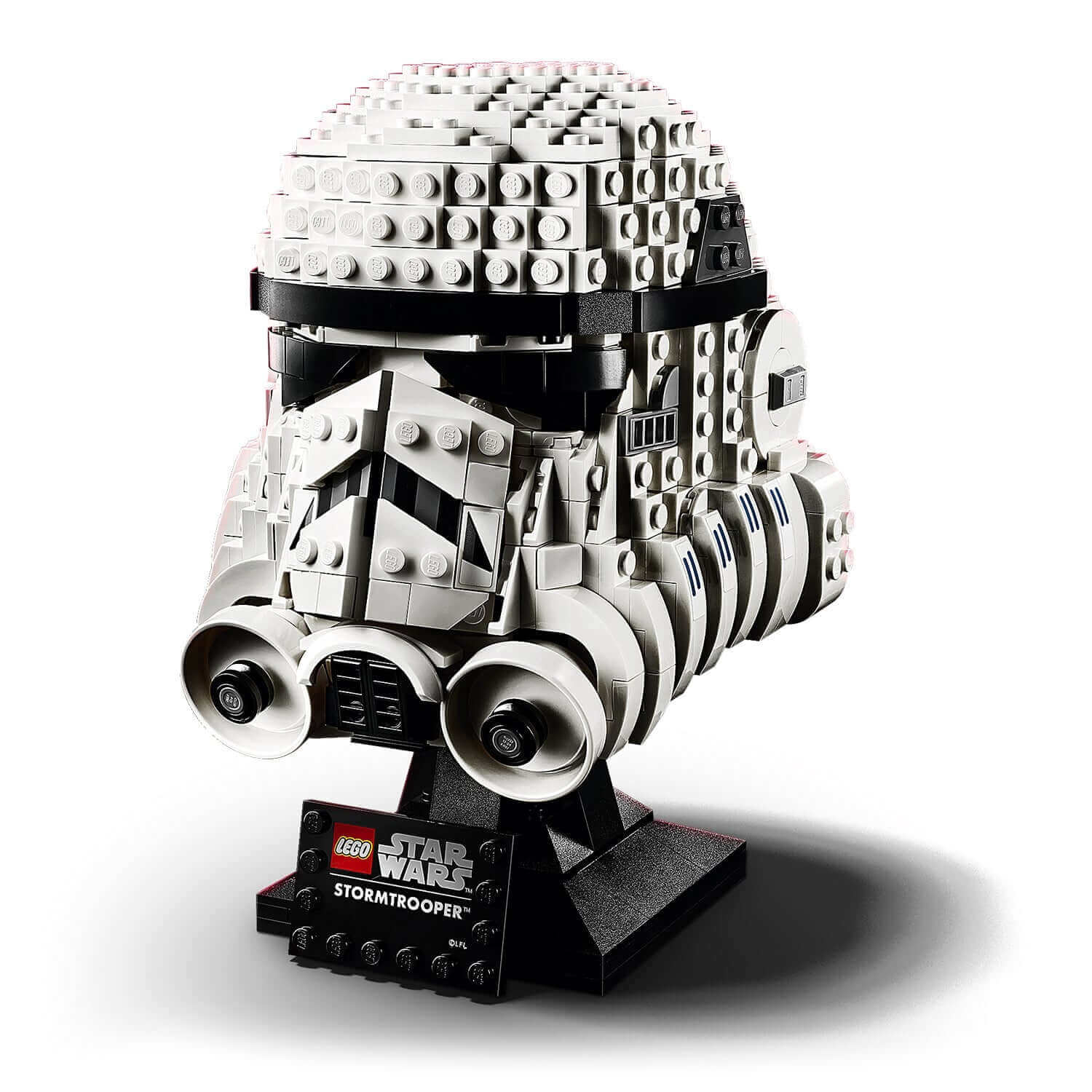 LEGO Star Wars Stormtrooper Helmet Model Set 75276, a detailed brick-built display for collectors.