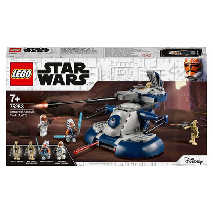 LEGO Star Wars Armored Assault Tank (AAT) 75283 box art with figures and tank for kids 7+, perfect for battle scenes.