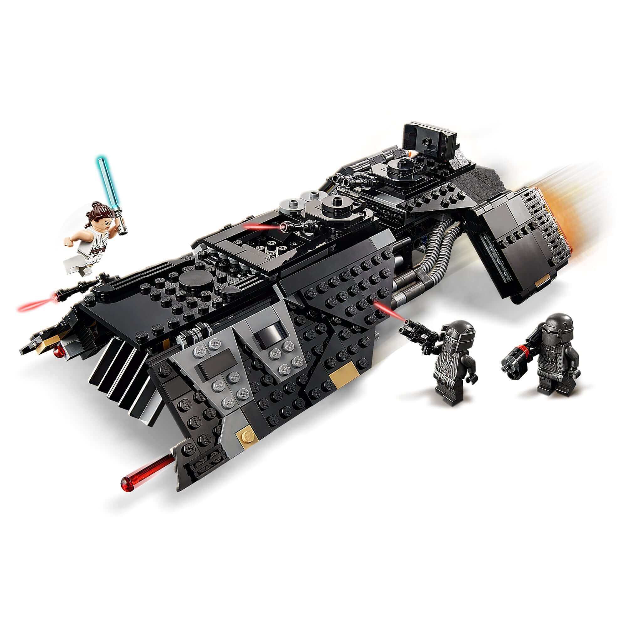 LEGO Star Wars Knights of Ren Transport Ship 75284 featuring Rey and Knights of Ren in an action scene.