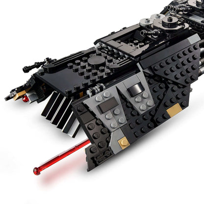 LEGO Star Wars Knights of Ren Transport Ship 75284 showcasing detailed black exterior and red lightsaber feature.
