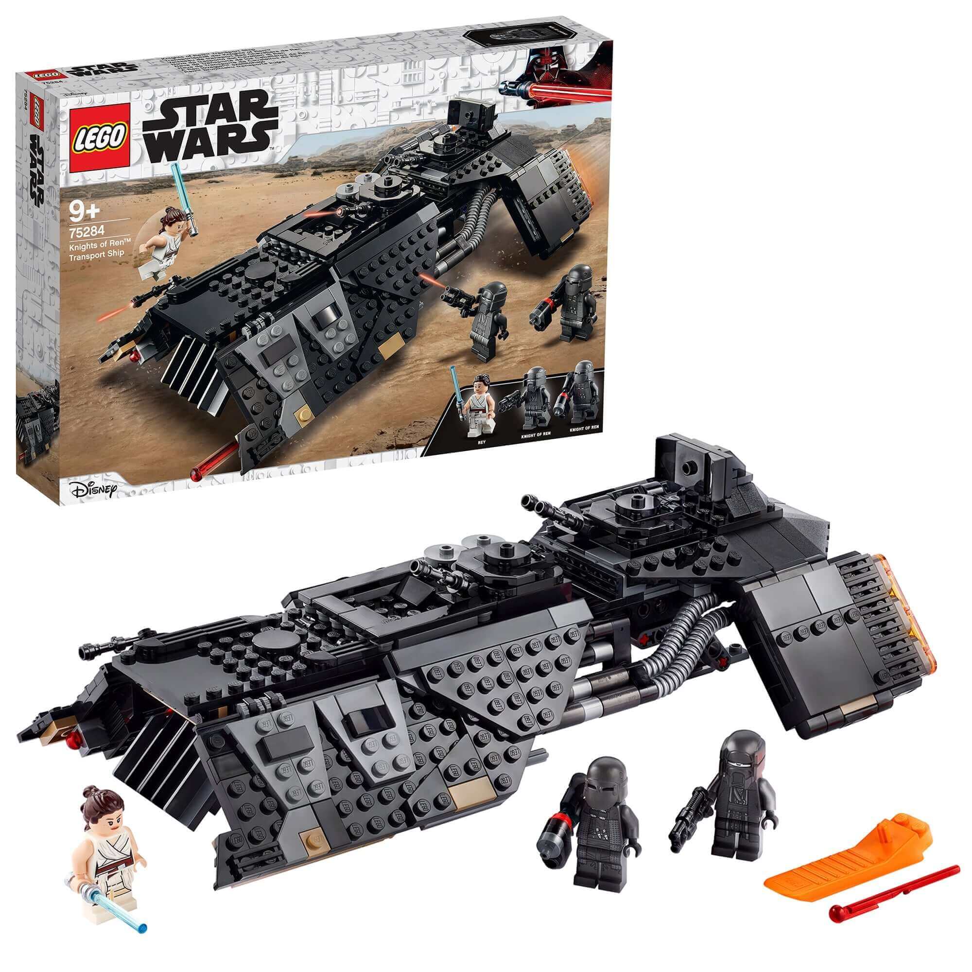 LEGO Star Wars Knights of Ren Transport Ship 75284 set, featuring Rey and Knights of Ren, ideal for creative play.