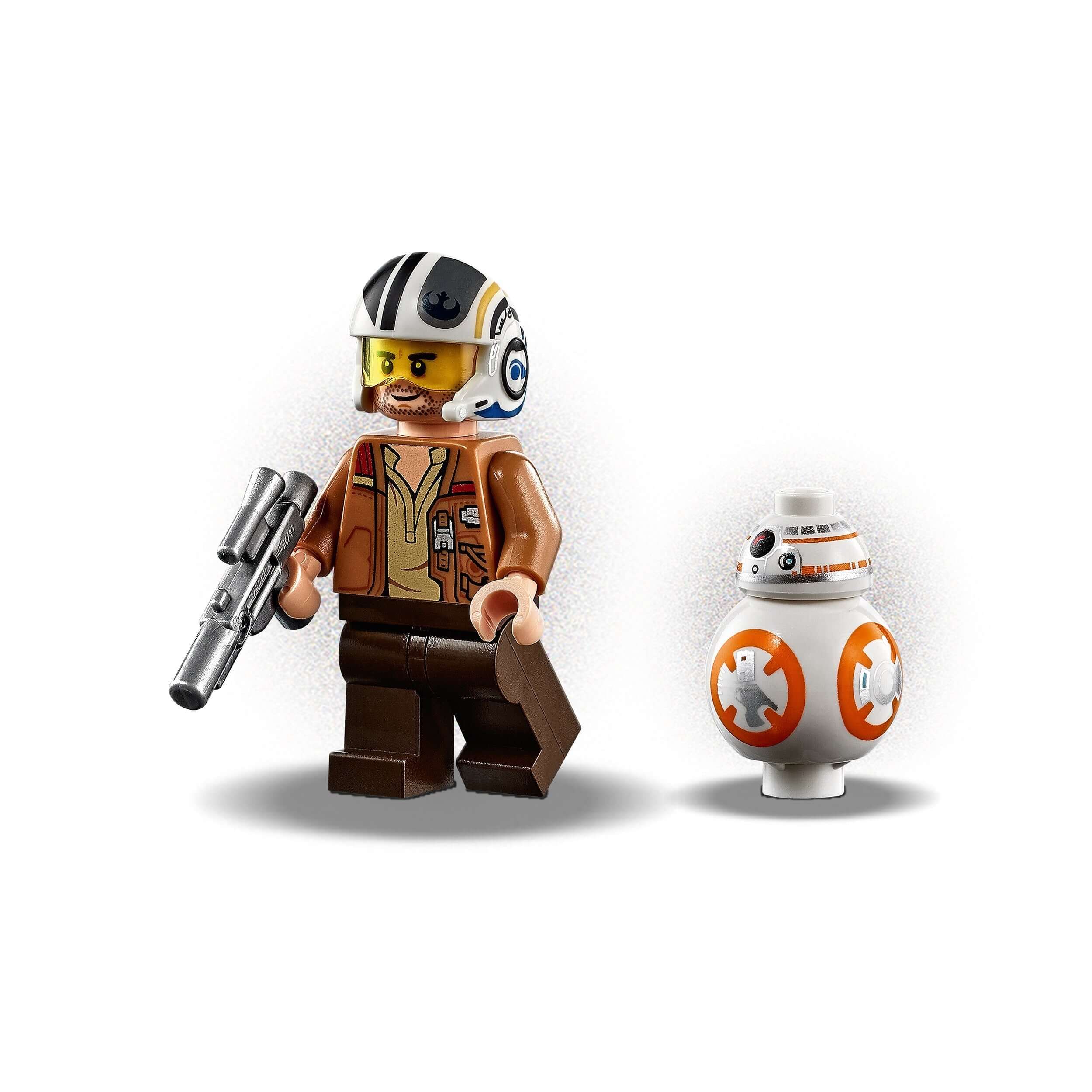 LEGO Star Wars Resistance pilot and BB-8 droid figures, part of the 75297 building set for kids.