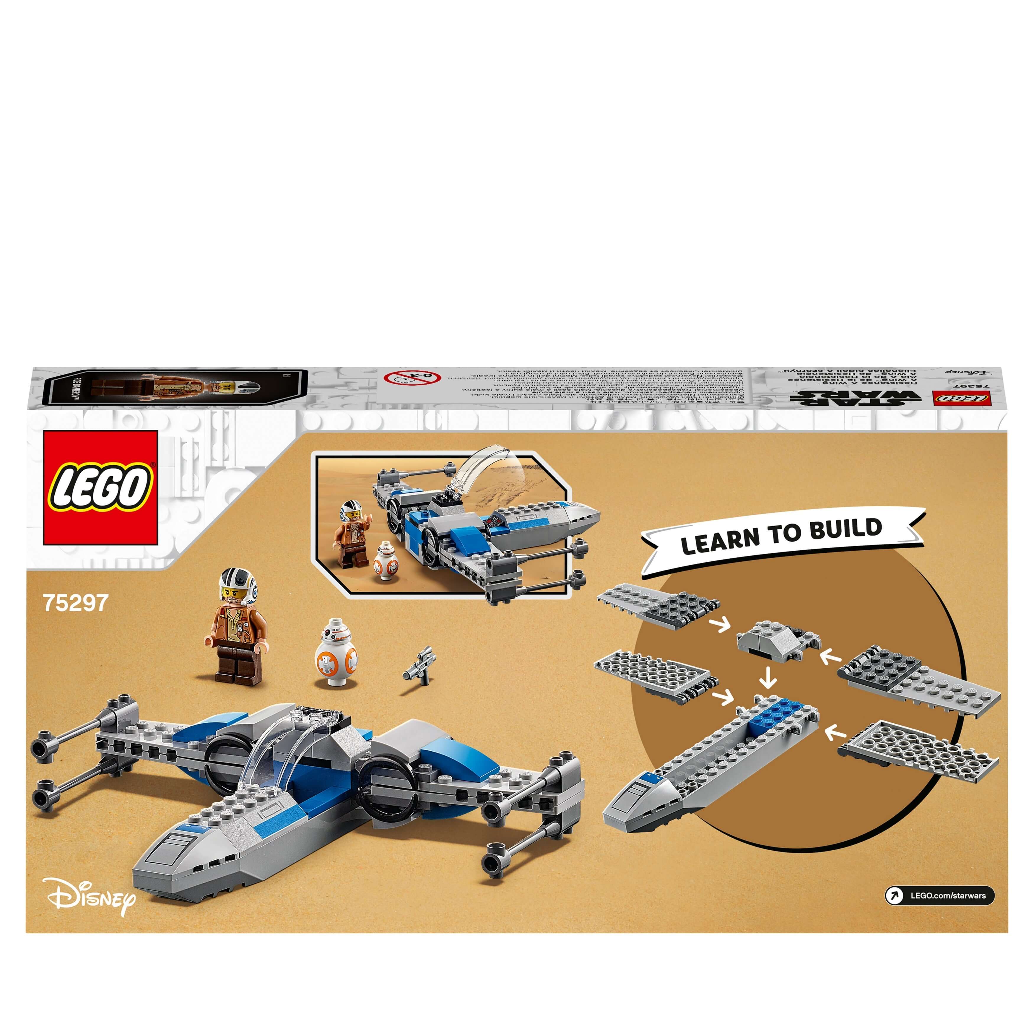 LEGO Star Wars Resistance X-wing Building Set 75297 with characters, instruction guide, and colorful design.