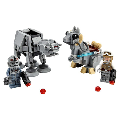LEGO Star Wars AT-AT and Tauntaun Microfighters set with Luke Skywalker and AT-AT Driver minifigures, ideal for kids.