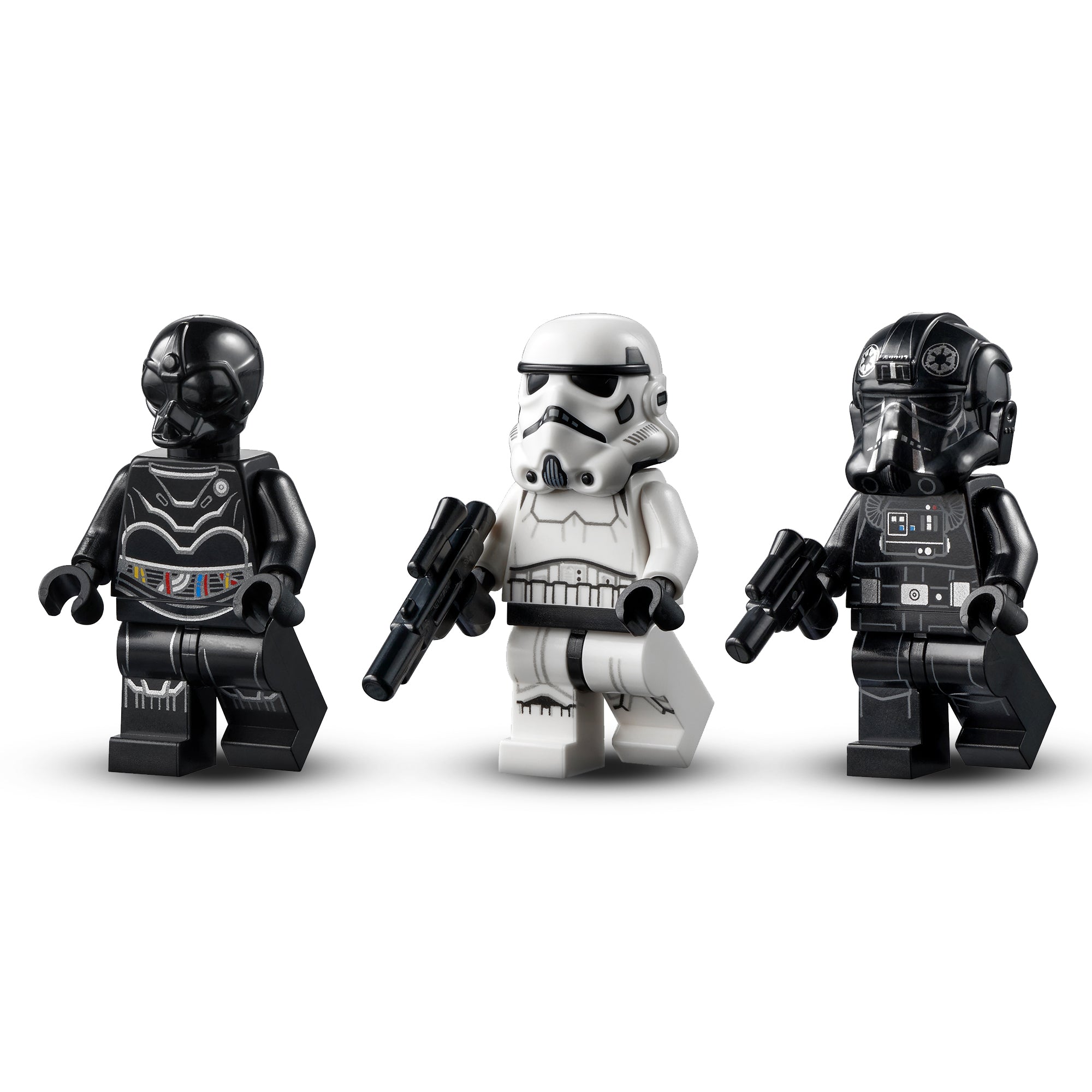 LEGO® Star Wars minifigures including a Stormtrooper and TIE Fighter pilots, perfect for play and display.