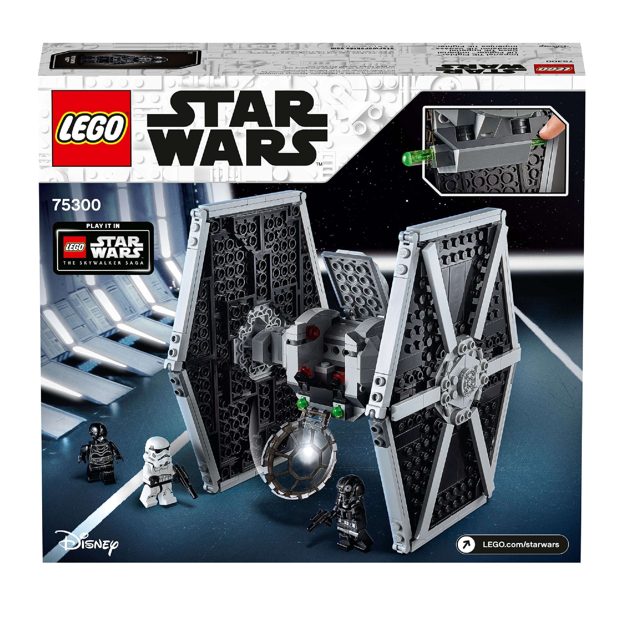 LEGO Star Wars Imperial TIE Fighter Toy 75300 with minifigures and NI-L8 Protocol Droid, perfect for fans of the trilogy.