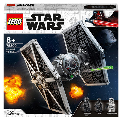 LEGO Star Wars Imperial TIE Fighter 75300 toy with minifigures and NI-L8 Droid, ideal for fans aged 8 and up.