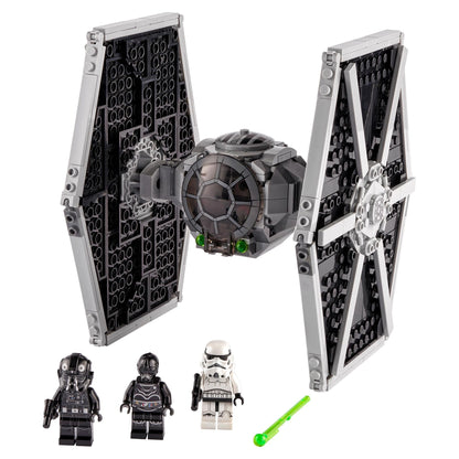 LEGO Star Wars Imperial TIE Fighter 75300 with 2 minifigures and a NI-L8 Protocol Droid, missile-shooting feature
