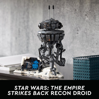 LEGO® Star Wars Recon Droid model on display, inspired by The Empire Strikes Back.