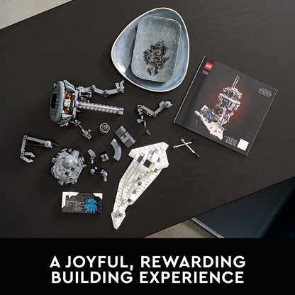 LEGO Star Wars Imperial Probe Droid set pieces and instruction booklet on a table for adults.