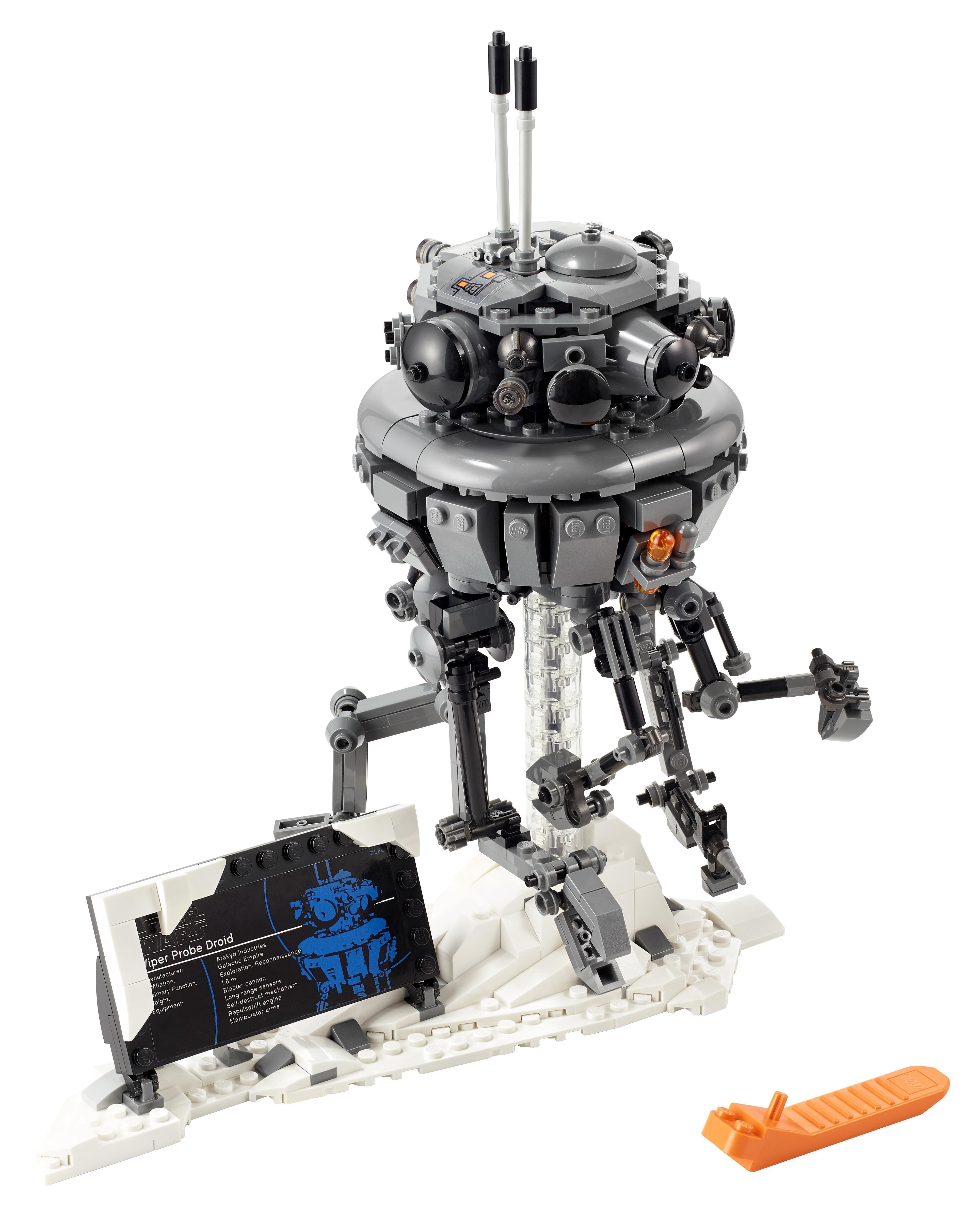 LEGO® Star Wars Imperial Probe Droid set 75306 in snowy Hoth scene, collectible model for adults.