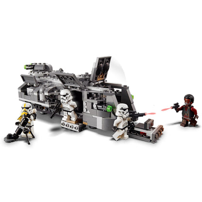 LEGO Star Wars Imperial Armoured Marauder Set 75311 featuring Stormtroopers and Greef Karga in action.