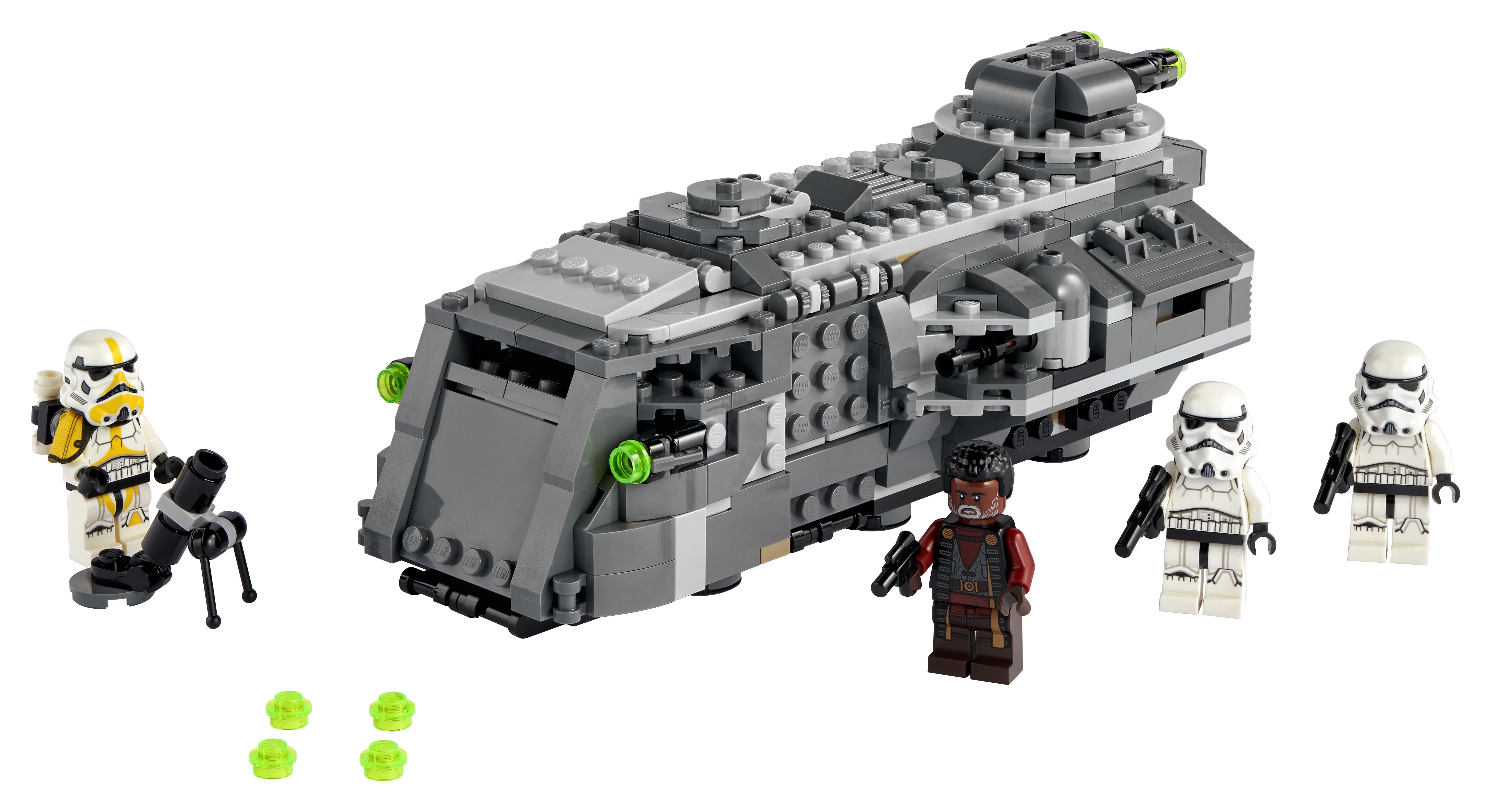 LEGO Star Wars Imperial Armoured Marauder Set 75311 with Stormtroopers and Greef Karga, inspired by The Mandalorian.