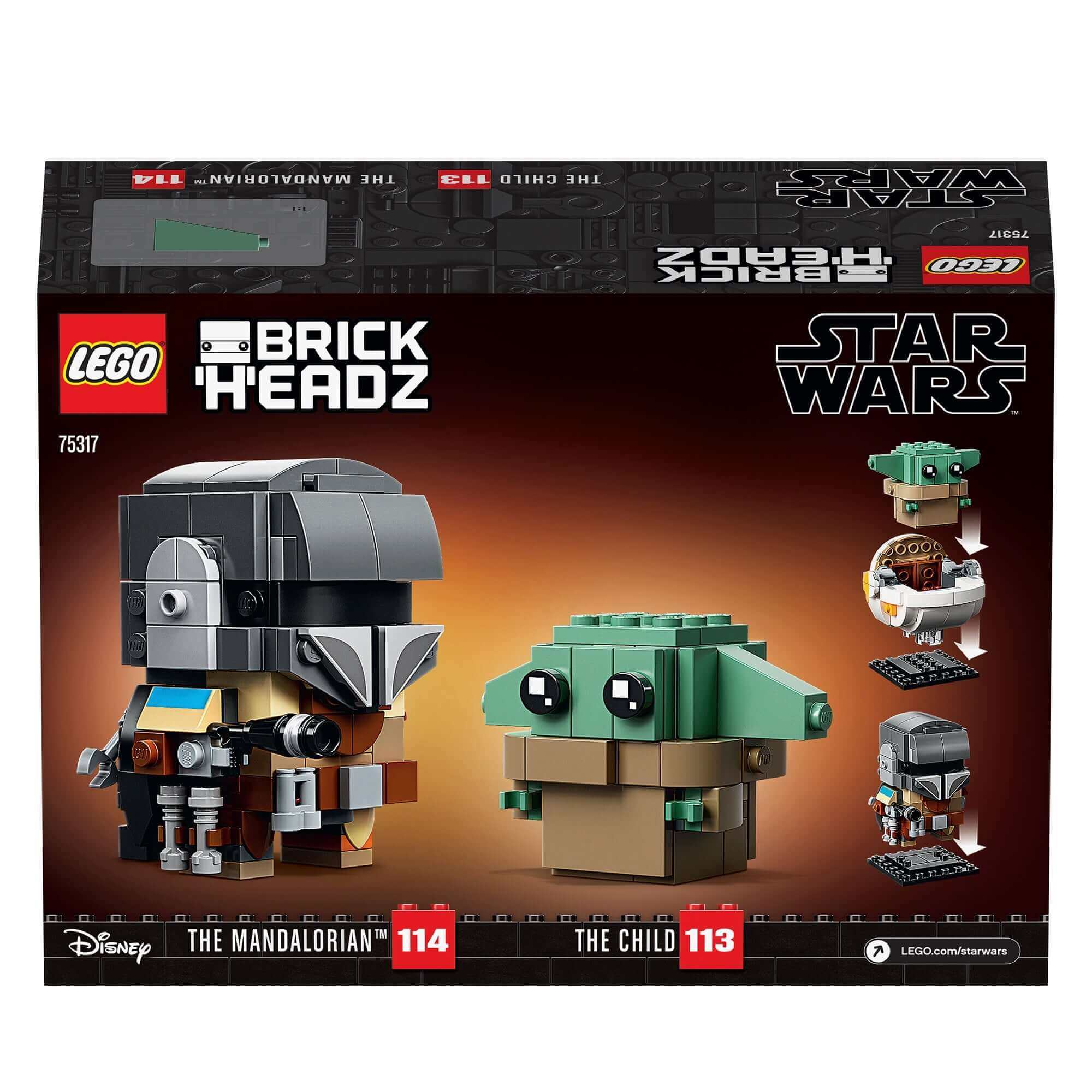 LEGO BrickHeadz Star Wars set 75317 featuring The Mandalorian and The Child for fans to build and display.