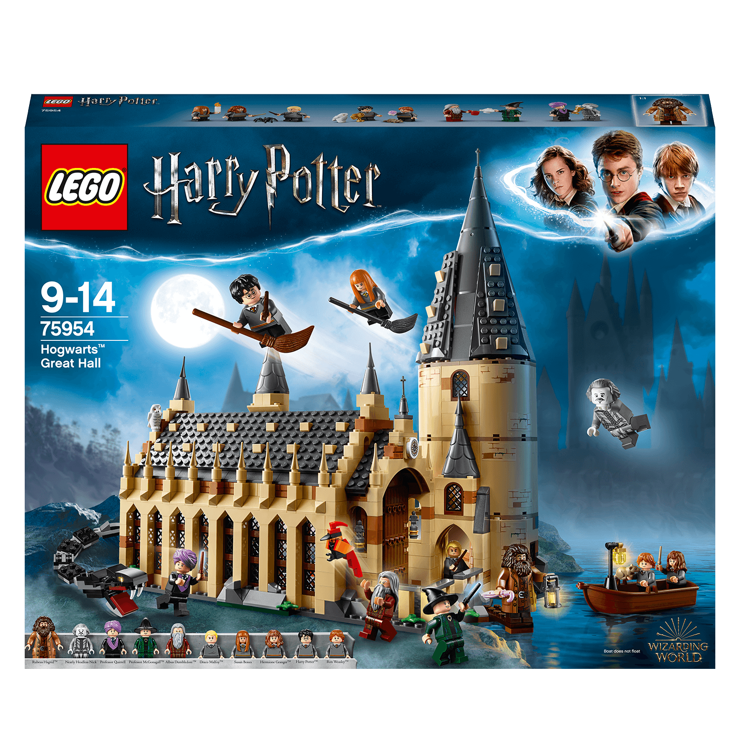 LEGO Harry Potter Great Hall Castle Set 75954 featuring iconic characters and detailed architecture.