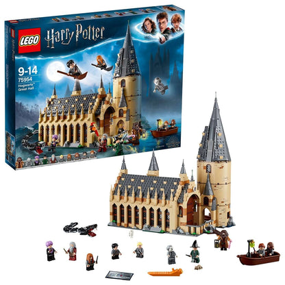 LEGO Harry Potter Great Hall Castle Set 75954 with Hogwarts castle, minifigures, and accessories for ages 9-14.