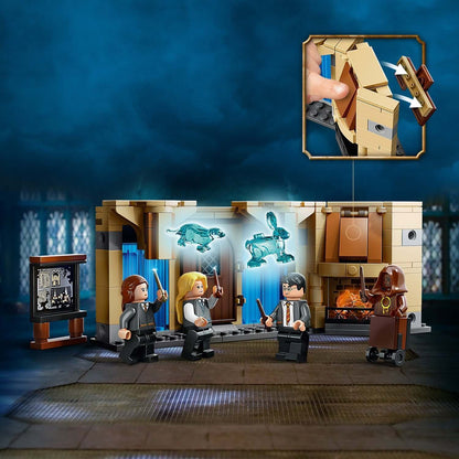 LEGO Harry Potter Hogwarts Room of Requirement 75966 with Harry, Hermione, and Luna casting spells.
