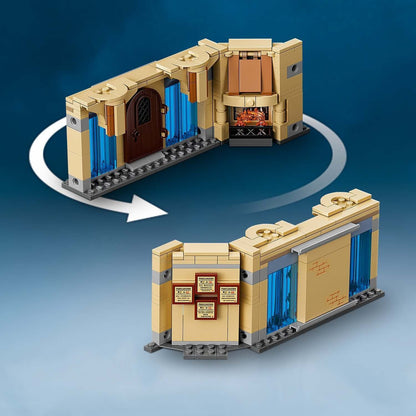 LEGO Harry Potter Room of Requirement 75966 showcasing two-sided play feature with detailed walls and furniture.