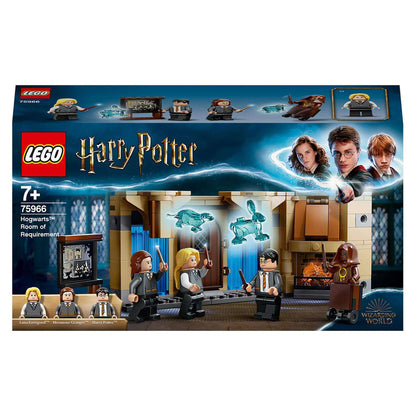 LEGO Harry Potter 75966 Hogwarts Room of Requirement set featuring Harry, Hermione, and Luna practicing spells.