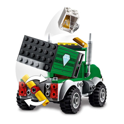 LEGO Marvel Spider-Man Trucker Robbery Set 76147 featuring a bank truck with jewels and a rotating feature.