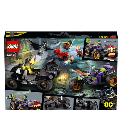 LEGO DC Batman Joker's Trike Chase 76159 featuring Batman and Joker with iconic vehicles and cool action elements.