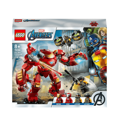 LEGO Marvel Iron Man Hulkbuster vs A.I.M. Agent 76164 set featuring Iron Man and collectible figures.