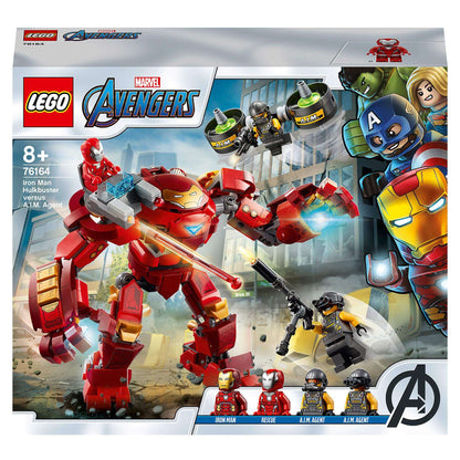 LEGO Marvel Iron Man Hulkbuster set 76164, featuring Iron Man, Hulkbuster, and A.I.M. agents for imaginative play.