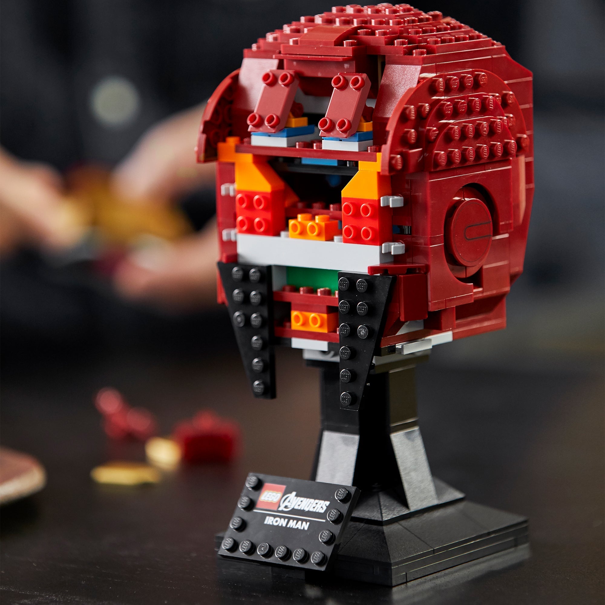LEGO® Marvel Iron Man Helmet 76165 buildable display model with intricate details for adult fans of Marvel movies.