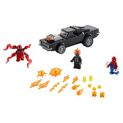LEGO® Marvel Spider-Man set featuring Ghost Rider, Carnage, and accessories for action-packed adventures.