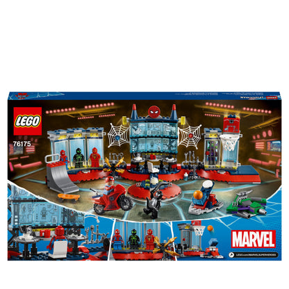 LEGO® Marvel Spider-Man Attack on the Spider Lair 76175, featuring superhero headquarters and action figures.