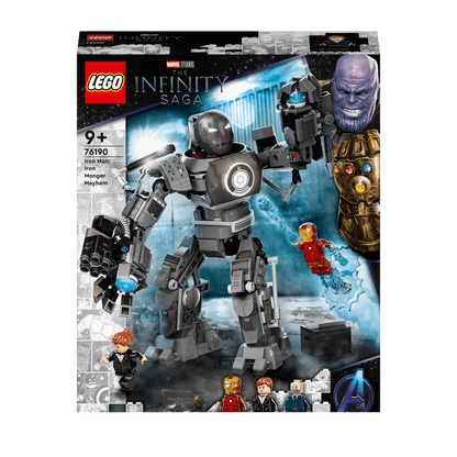 LEGO Marvel Iron Man 76190 set featuring Iron Monger and mini-figures for imaginative superhero battles.