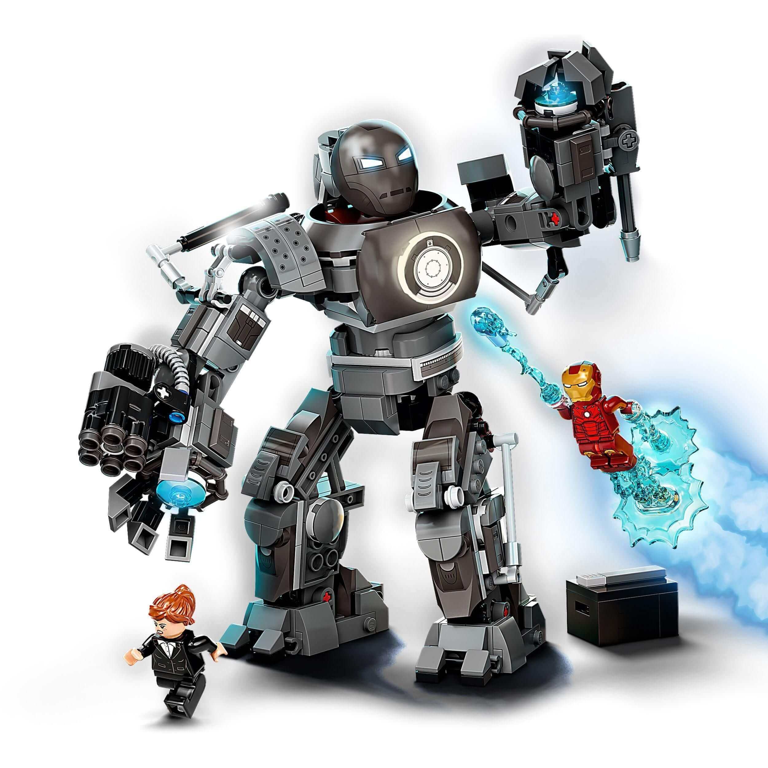 LEGO Marvel Iron Man Iron Monger Mayhem Set 76190 featuring Iron Monger and Iron Man in an action-packed scene.