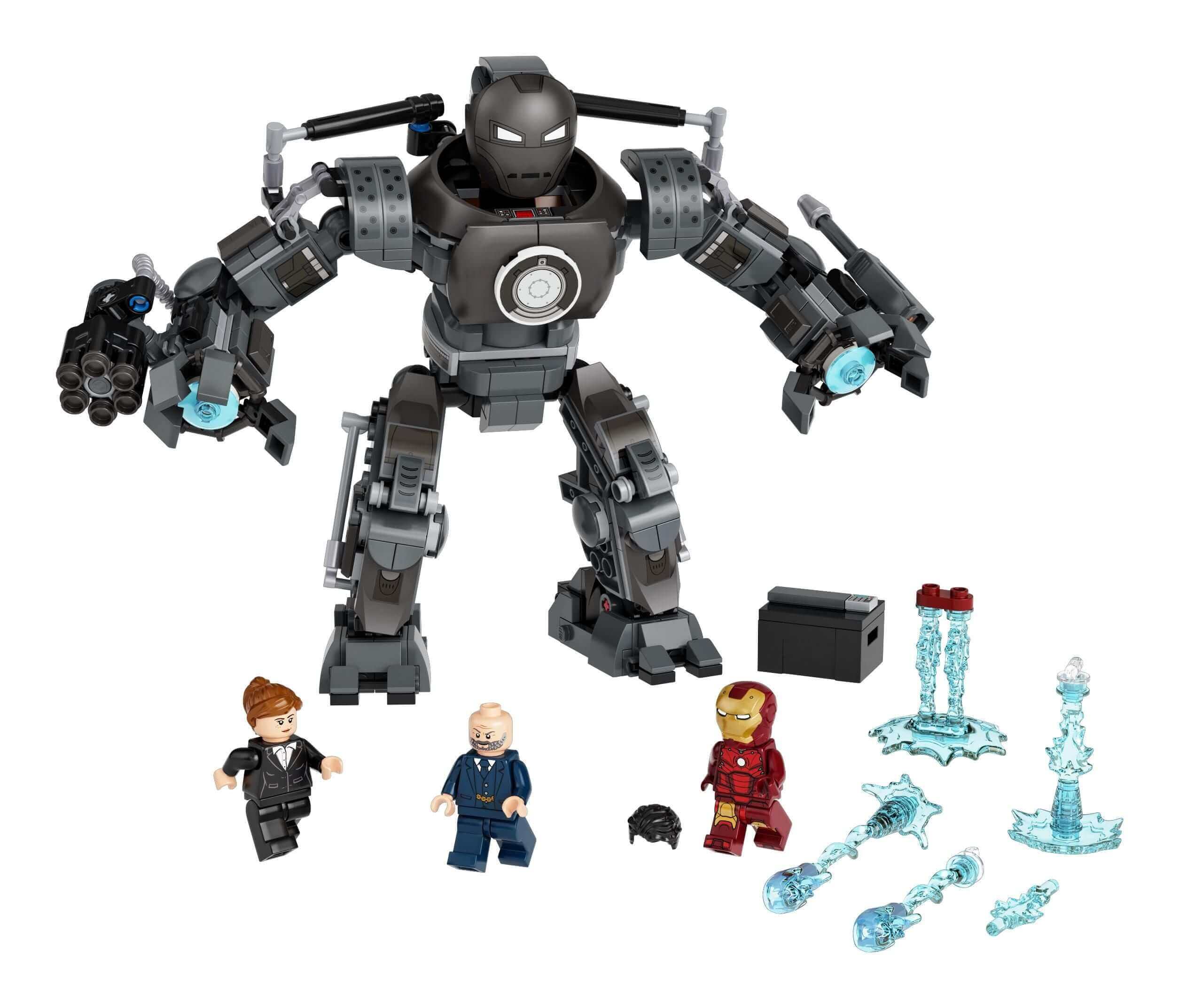 LEGO Marvel Iron Man Iron Monger Mayhem Set 76190 with Iron Monger and minifigures, showcasing epic superhero action.