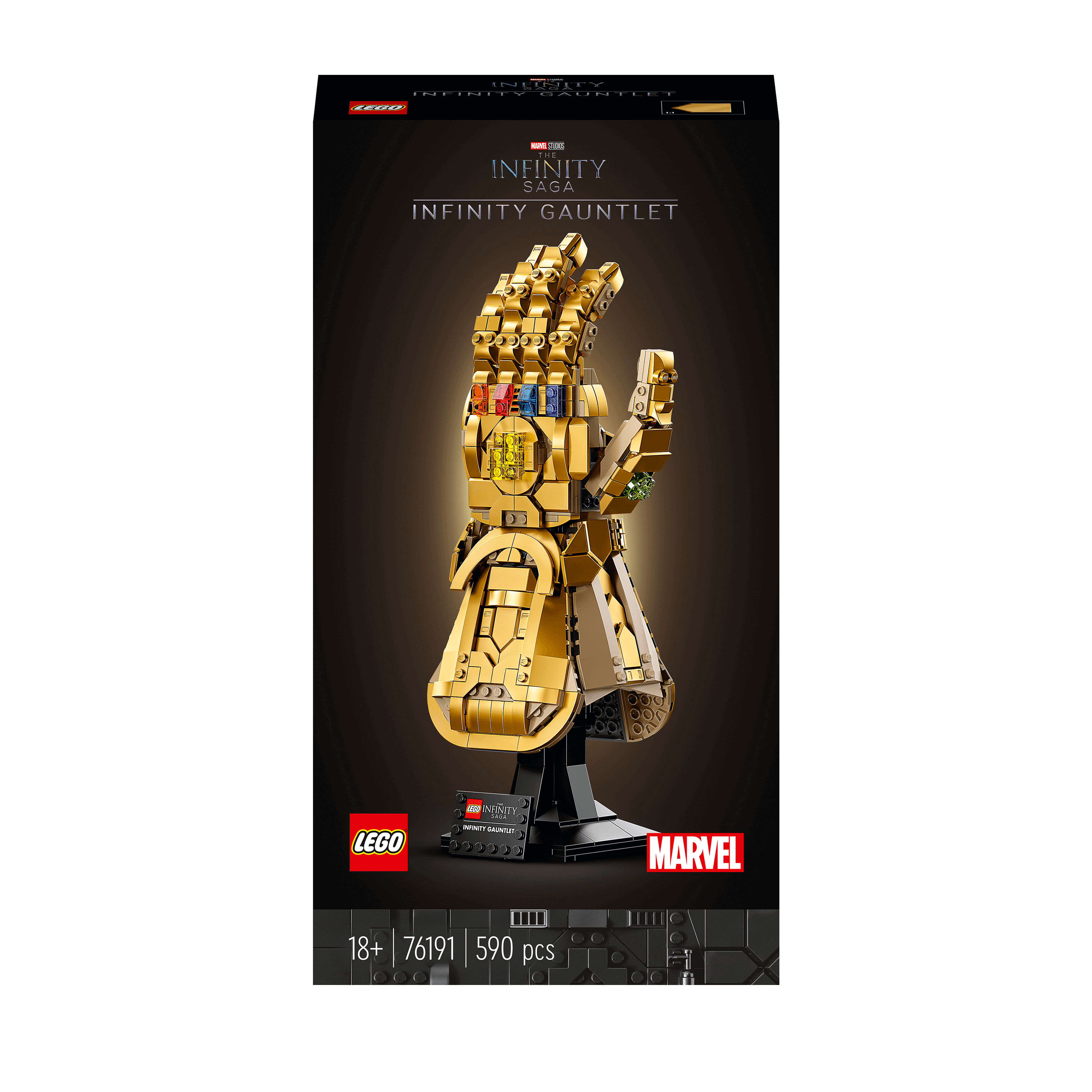 LEGO® Marvel Infinity Gauntlet set 76191 featuring 6 Infinity Stones, ideal for adult fans.
