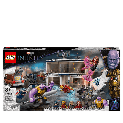 LEGO Marvel Avengers: Endgame Final Battle Set 76192 featuring superheroes, Thanos, and epic battle scene.