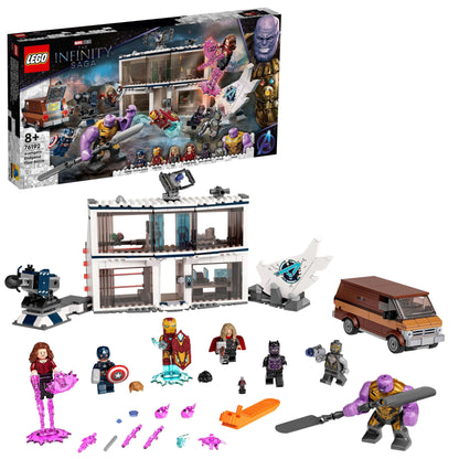 LEGO Marvel Avengers: Endgame Final Battle Set 76192 with iconic superheroes and battle scene details.