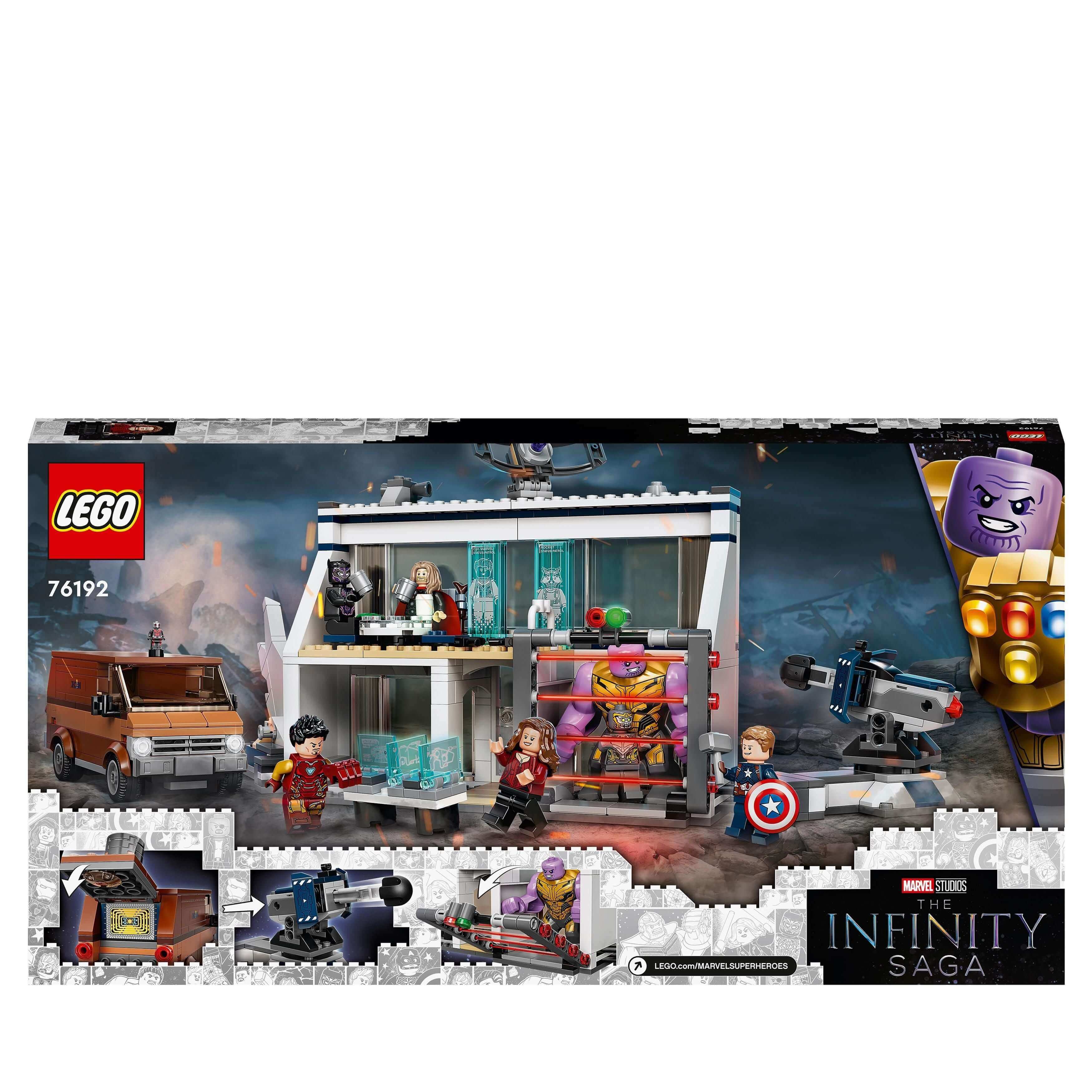 LEGO Marvel Avengers Endgame Final Battle Set 76192 featuring superhero figures and battle scene elements.