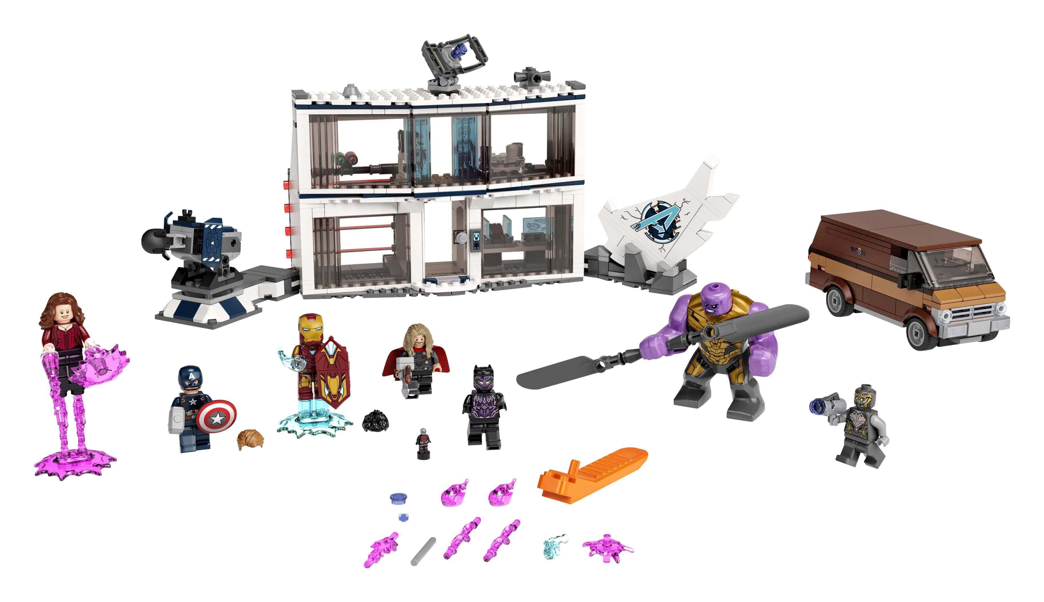 LEGO Marvel Avengers Endgame set 76192 featuring superheroes, vehicles, and playsets for imaginative battles.