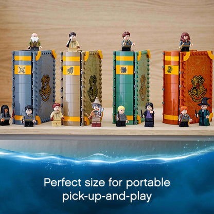 LEGO Harry Potter Hogwarts Charms Class Set 76385, portable magical playset with character minifigures.