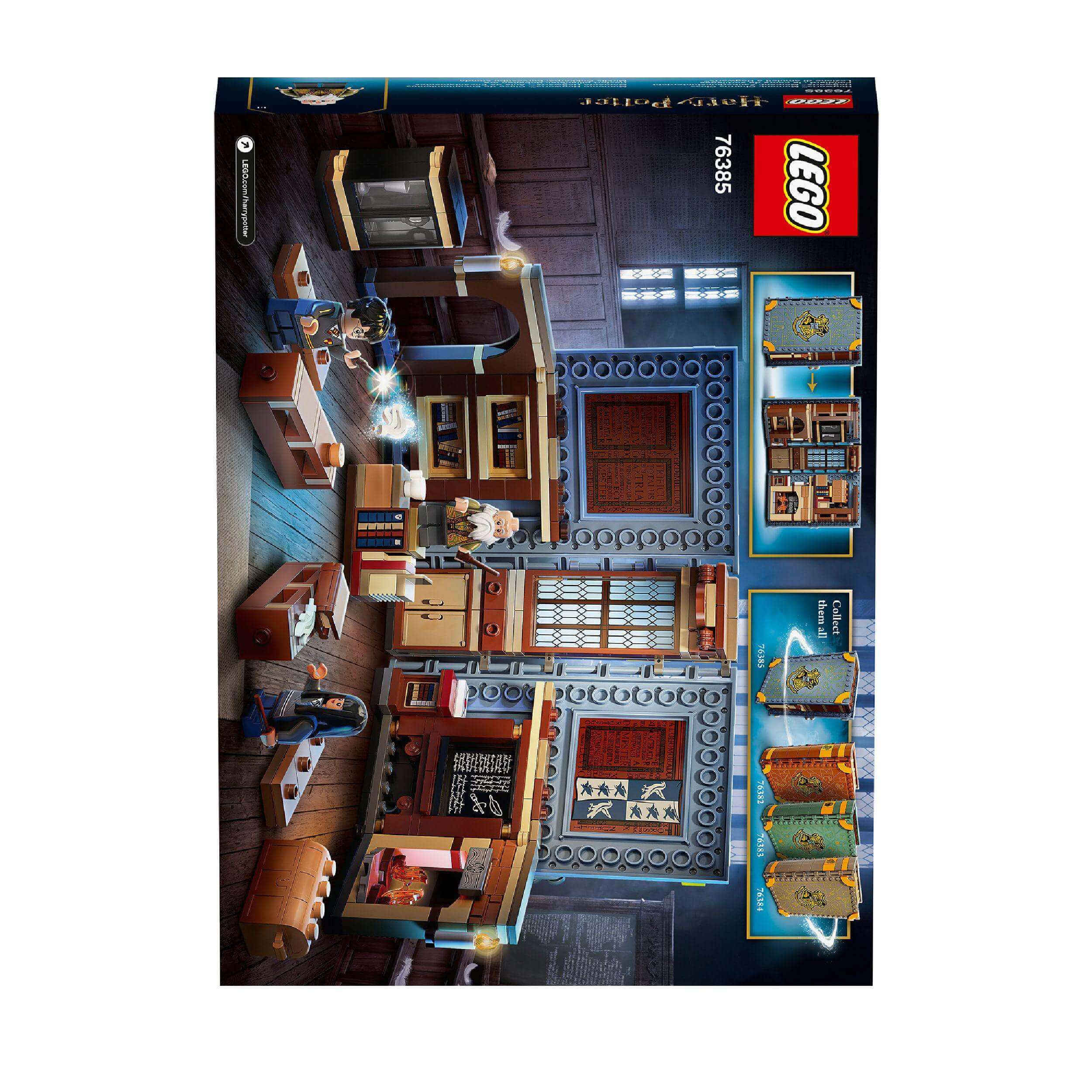 LEGO Harry Potter Hogwarts Charms Class Set 76385 featuring a magical classroom playset with spell-casting elements.