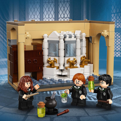 LEGO Harry Potter Hogwarts Potion Mistake Set 76386 with characters brewing Polyjuice potion.
