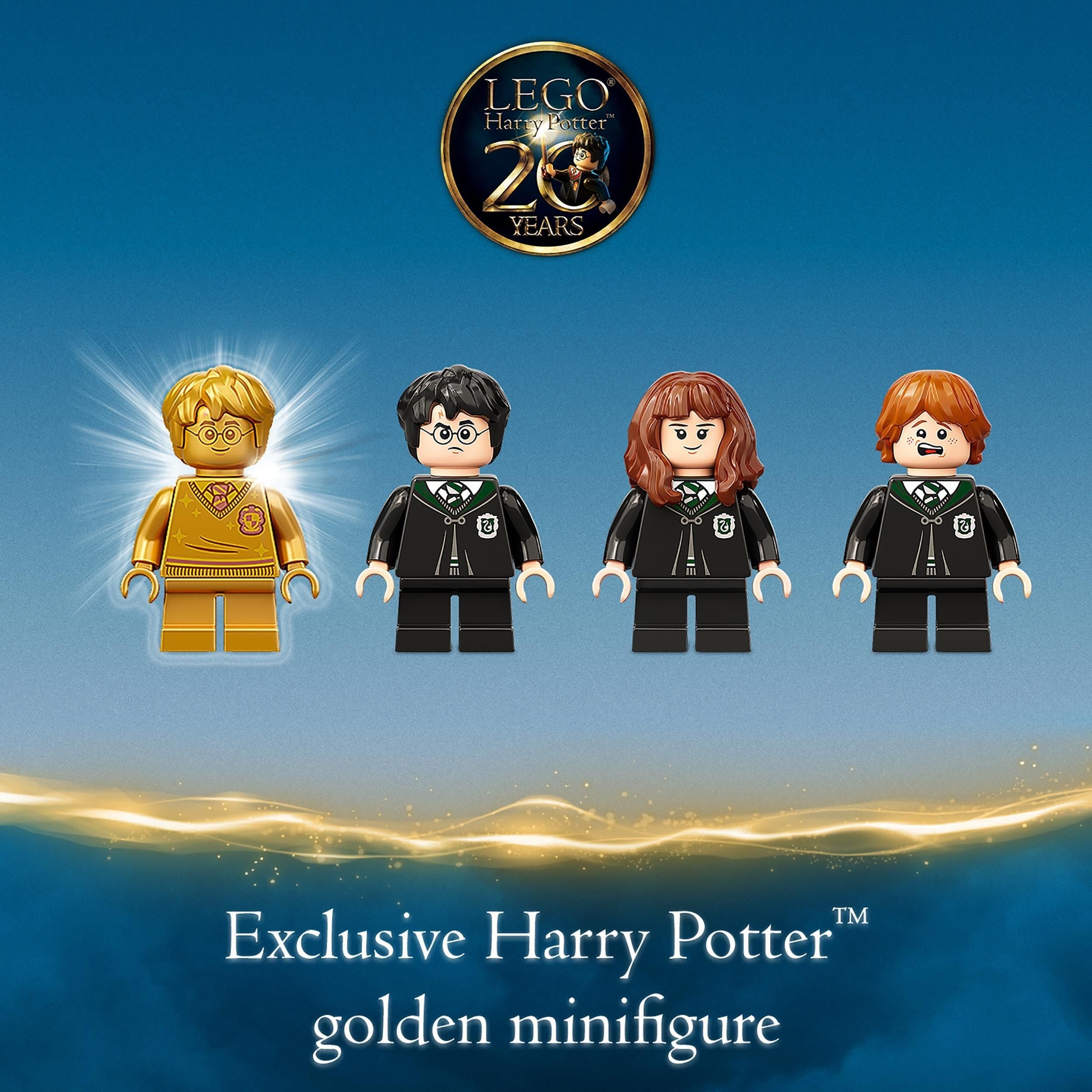 LEGO Harry Potter exclusive golden minifigure and characters from the Hogwarts Potion Mistake set 76386
