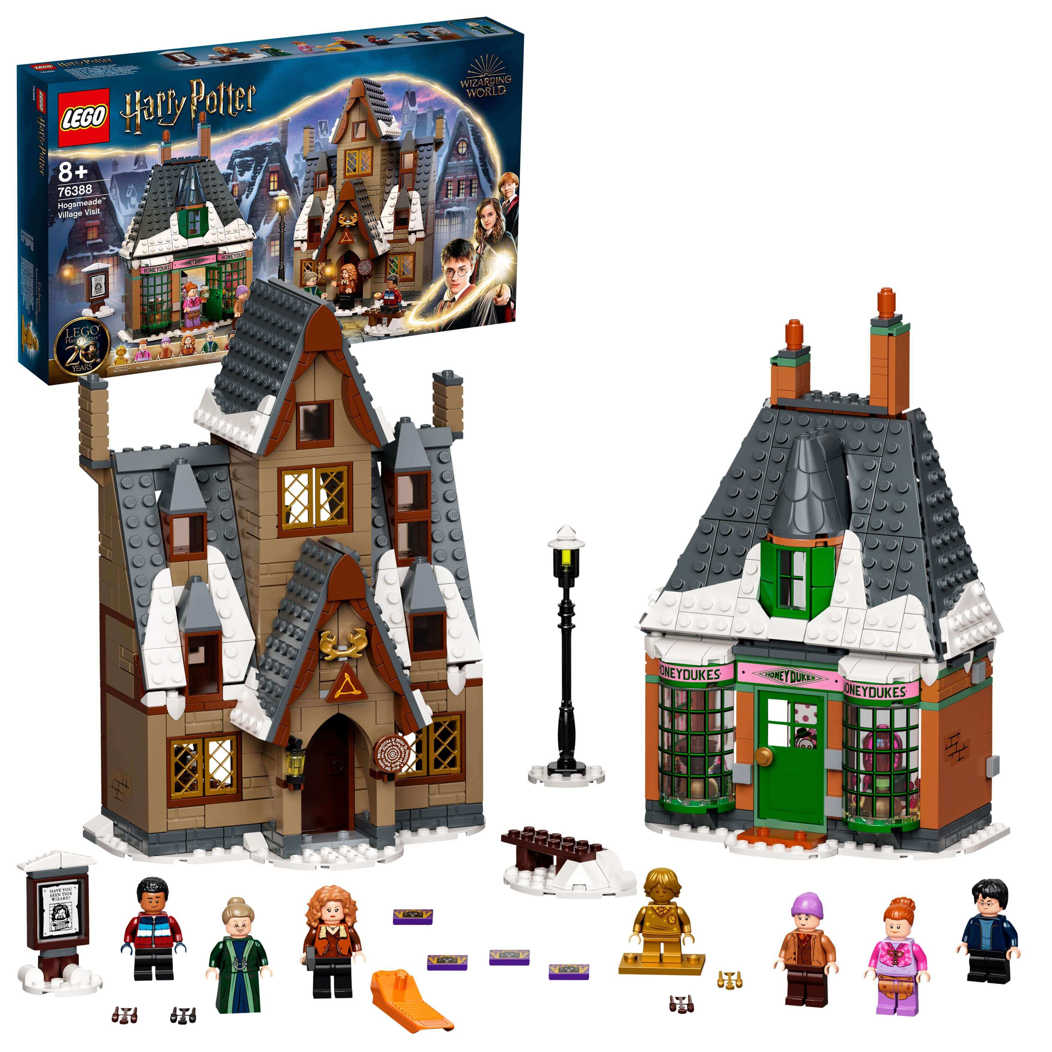 LEGO Harry Potter Hogsmeade Village Visit Set 76388 with play features and mini-figures