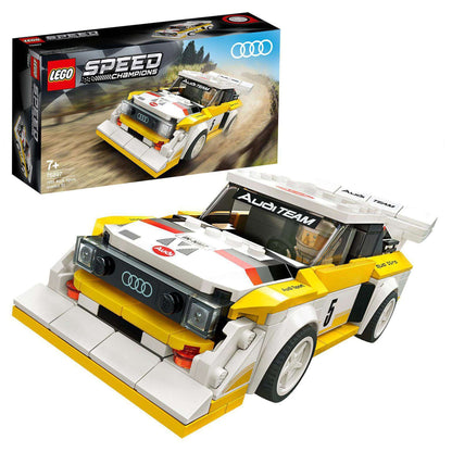 LEGO Speed Champions Audi Sport Quattro S1 Set 76897, a detailed toy model car from the classic 1980s Audi races.